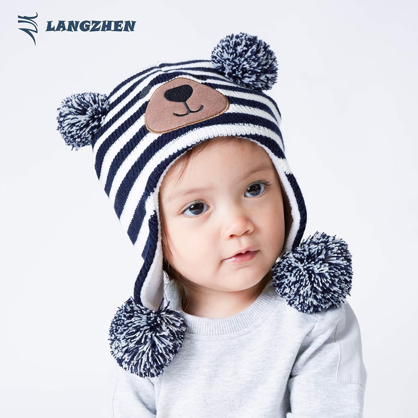 Toddler Kids Infant Winter Hat,Earflap Knit Warm Cap Fleece Lined Beanie for Baby Boys Girls