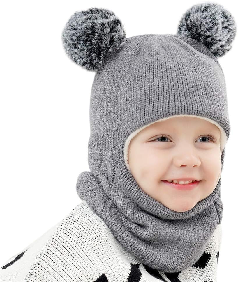 Baby Winter Hat Scarf Set, Unisex Infant Toddler Kids Hat Scarf