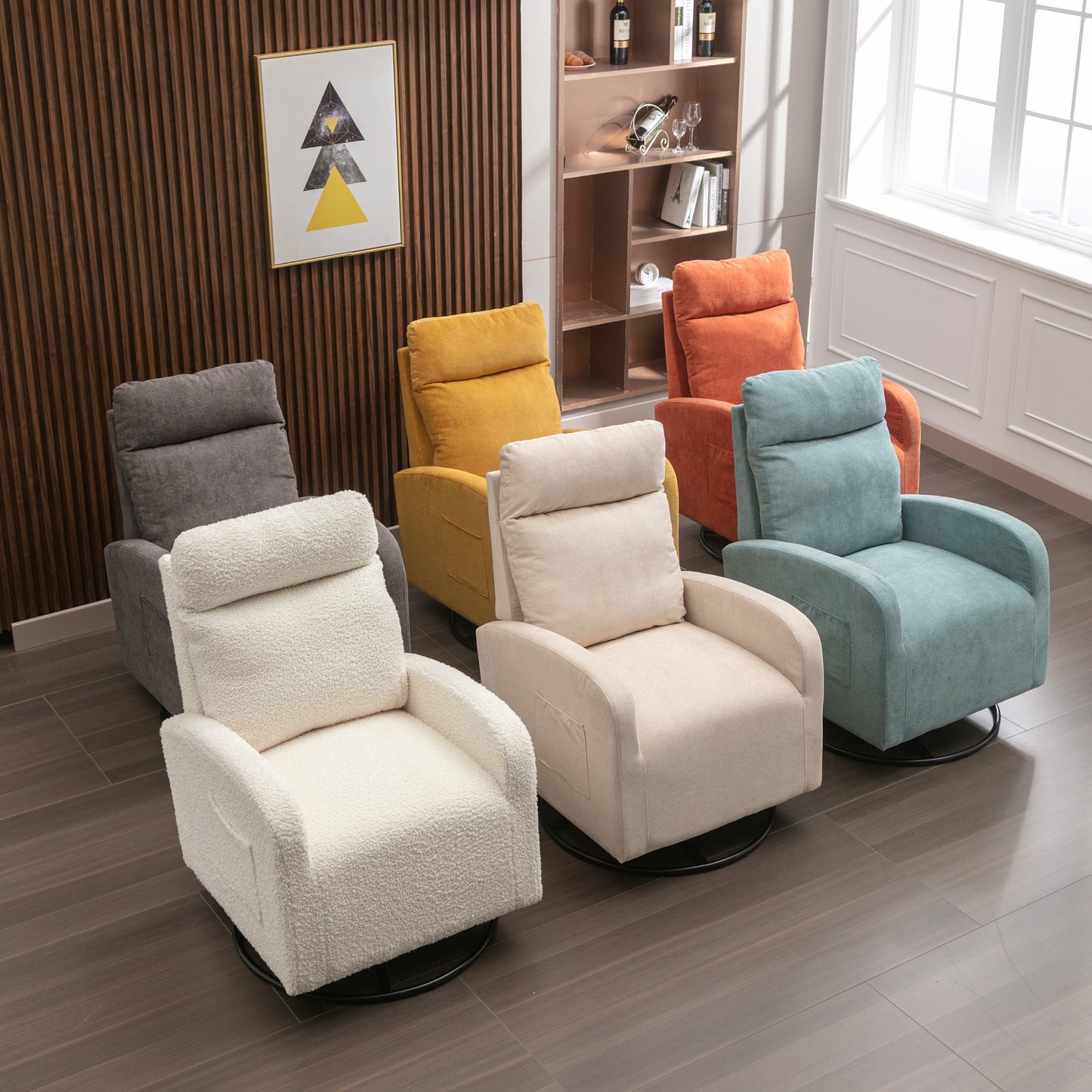 Swivel Glider for Nursery, Comfy Swivel Rocking Glider Chair with Comfortable Headrest and Lumbar Pillow, Beige Velvet