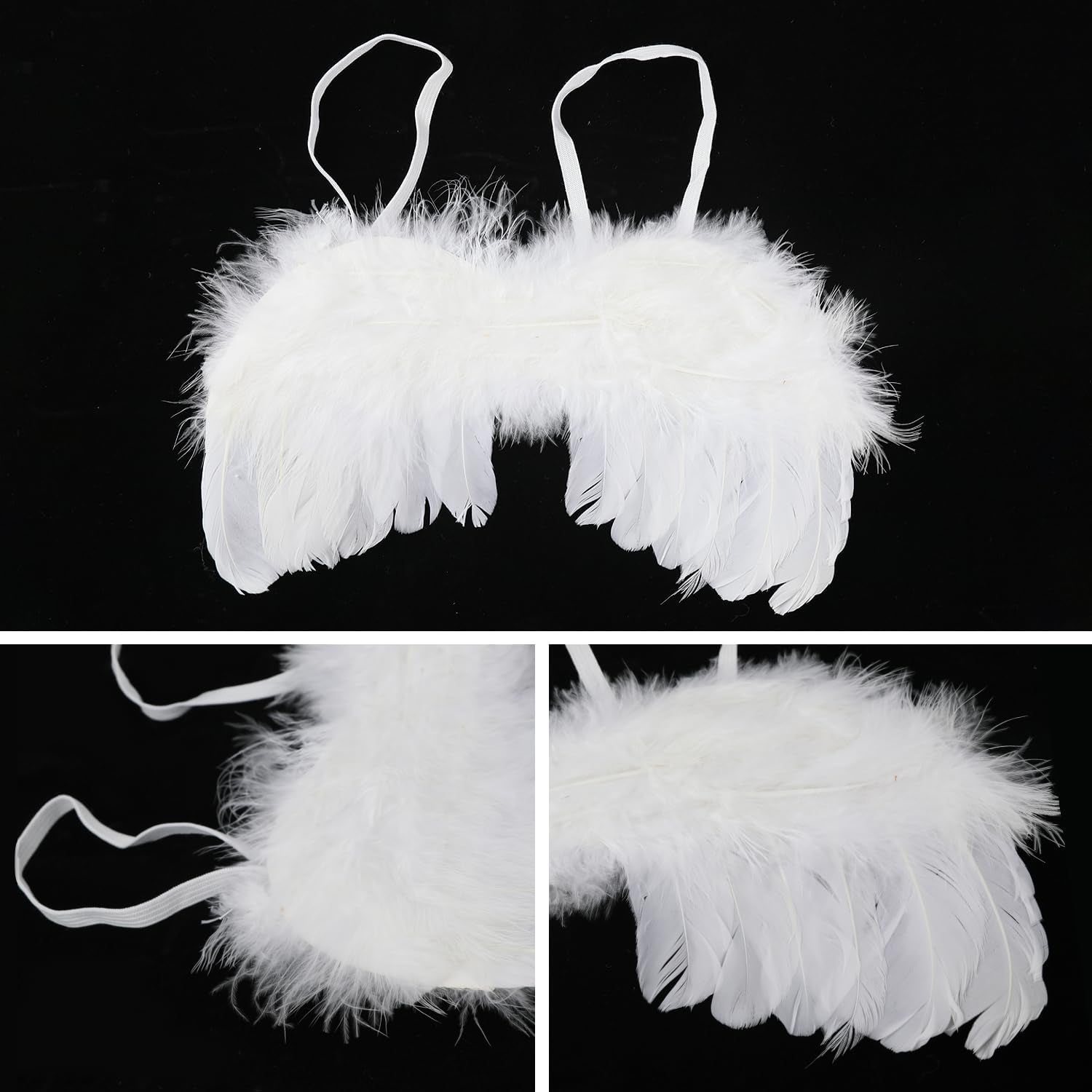 2PCS White Baby Angel Wings with Headband, Newborn Photography Props Infant Angel Wings, Soft Feather Wings Small Newborn Photography Outfits Angel Fairy Wings, Baby Angel Costume 0-6 Months