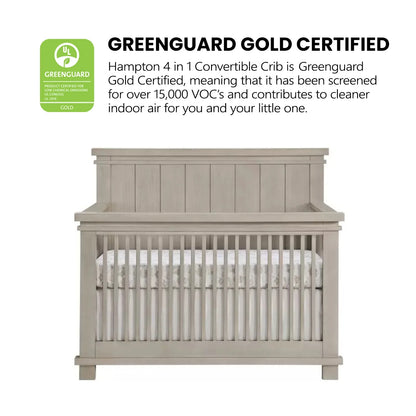 Hampton 4-In-1 Convertible Crib, Stone Wash, Greenguard Gold Certified