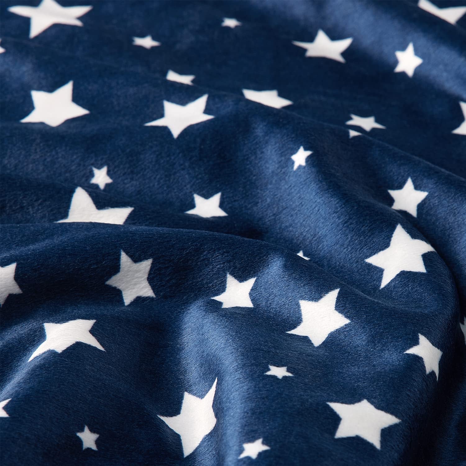 Silky Micro Soft Plush Baby Blankets Unisex with Print Star Pattern and Soothing Raised Dots, Double Layer Bed Throws for Baby Crib, Star, Navy, 30X40 Inches