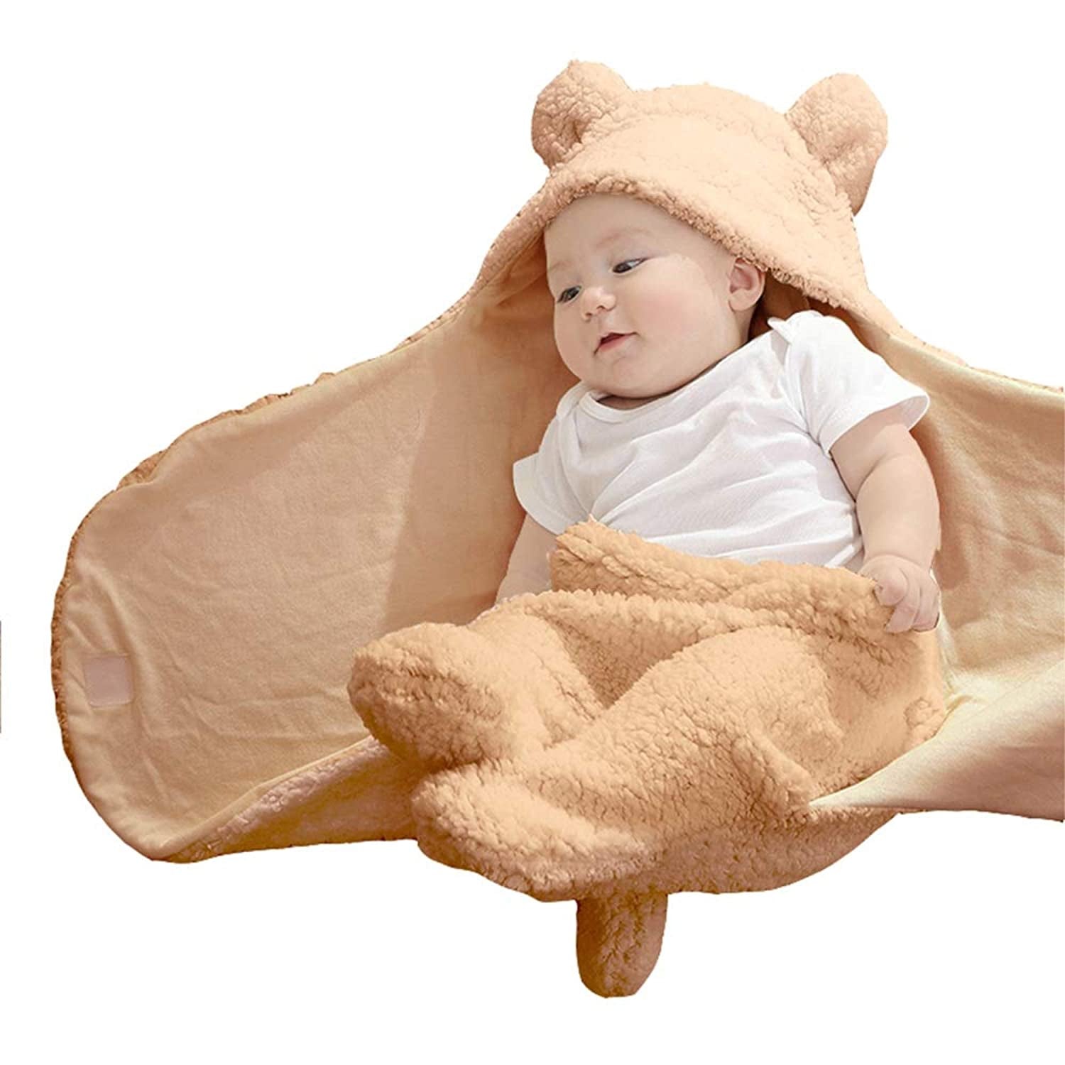 Cute Newborn Baby Boys Girls Blankets Plush Swaddle Blankets Brown