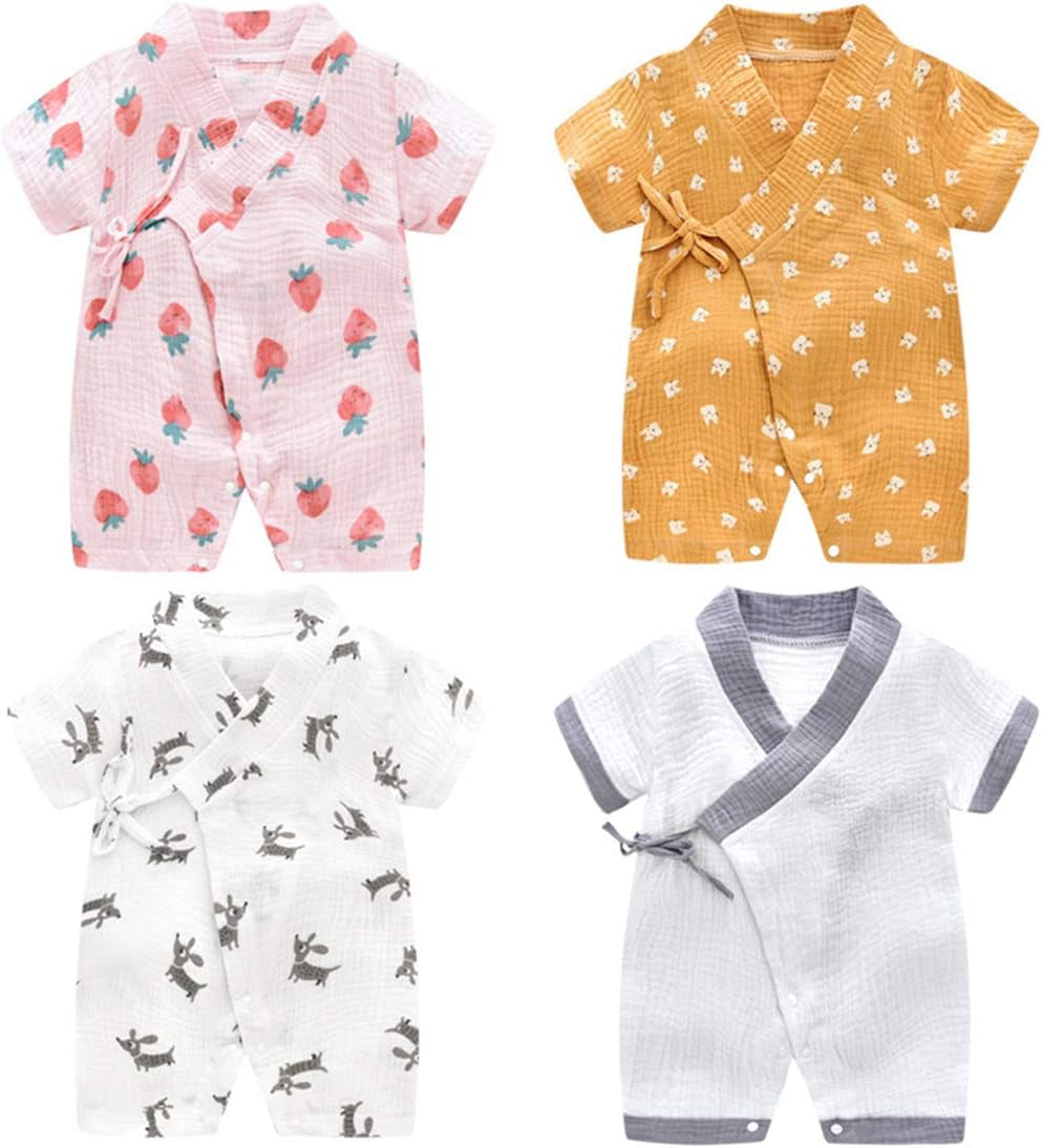 Baby Kimono Robe Newborn Cotton Yarn Bodysuit Romper Infant Japanese Pajamas 0-24 Months