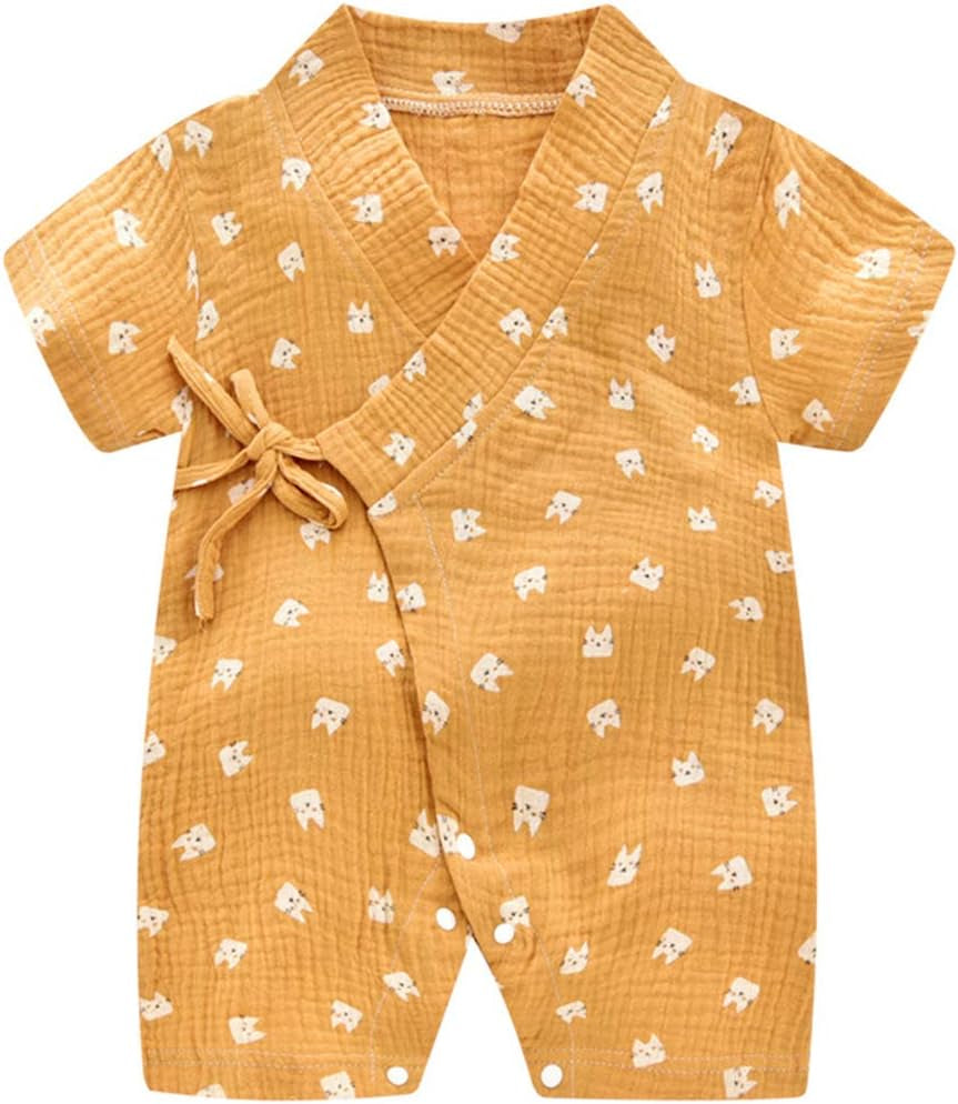 Baby Kimono Robe Newborn Cotton Yarn Bodysuit Romper Infant Japanese Pajamas 0-24 Months