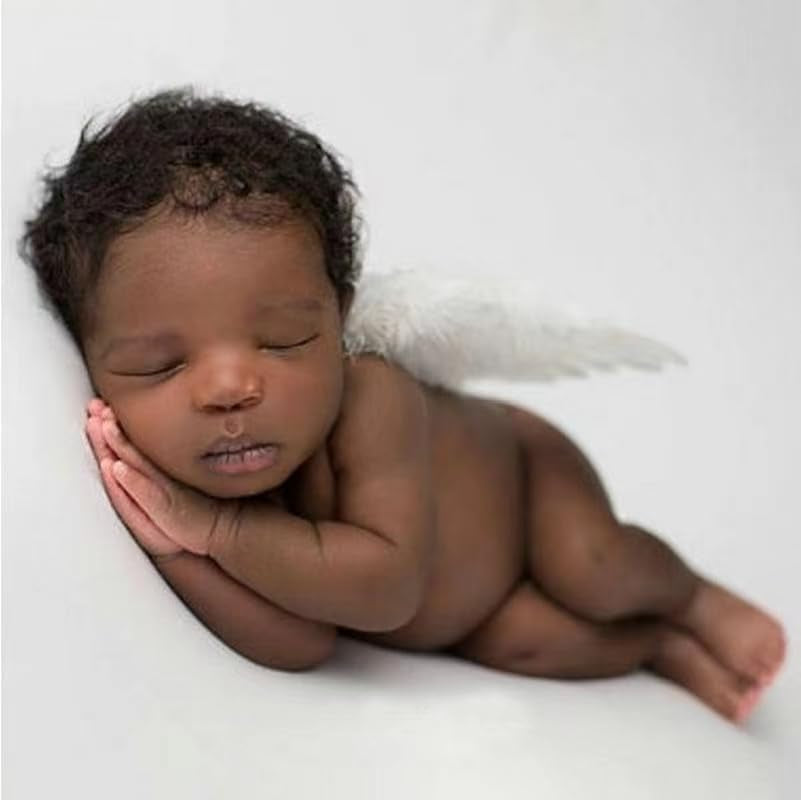 2PCS White Baby Angel Wings with Headband, Newborn Photography Props Infant Angel Wings, Soft Feather Wings Small Newborn Photography Outfits Angel Fairy Wings, Baby Angel Costume 0-6 Months