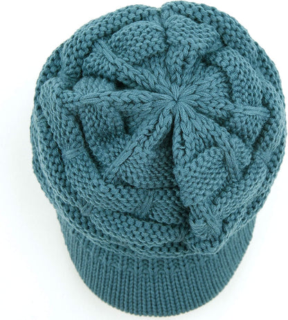 Hatsandscarf Exclusives Women'S Ribbed Knit Hat with Brim (YJ-131)(YJ-2023)