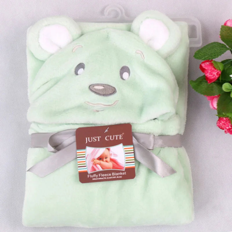 Lovely Fleece Baby Bath Towel Cute Animal Shape Kid Hooded Baby Towel Bathrobe Cloak Baby Receiving Blanket Neonatal Hold to Be