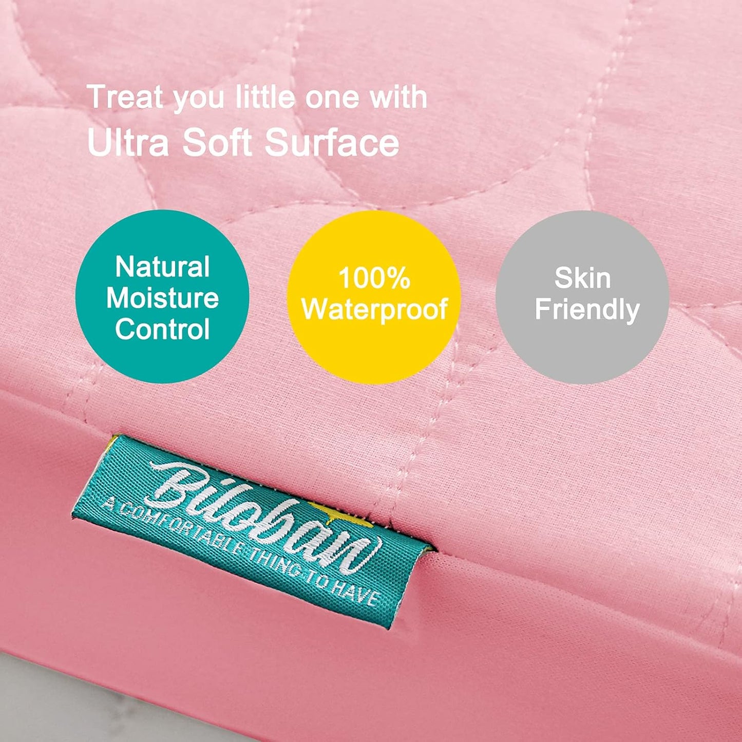 Crib Mattress Protector Pad Waterproof, Toddler Waterproof Crib Mattress Protector Cover, Machine Washable & Dryer Fit Baby Toddler Bed Mattress Protector (Standard Size 52” X 28”), Pink