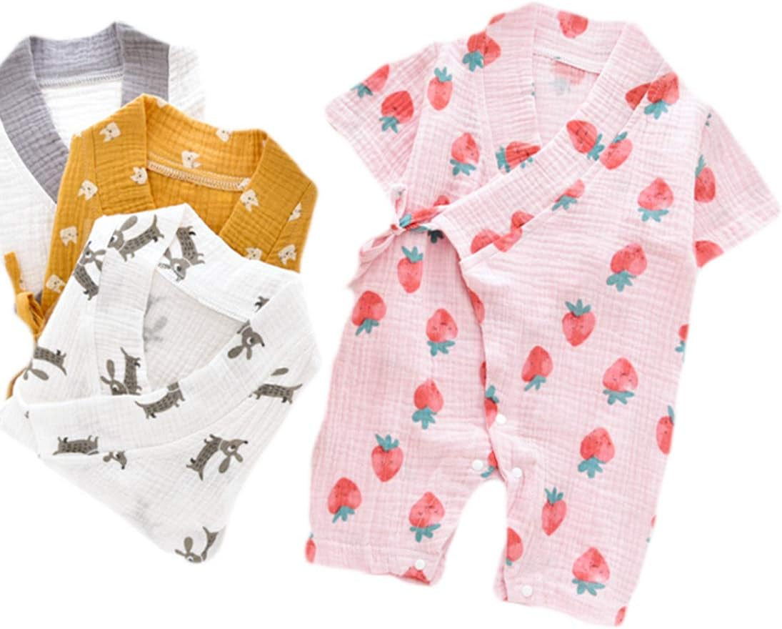 Baby Kimono Robe Newborn Cotton Yarn Bodysuit Romper Infant Japanese Pajamas 0-24 Months