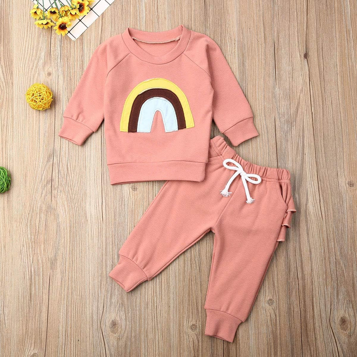 Newborn Baby Girls Clothes Cotton Suit Cute Baby Kid Infant Toddler Play Wear Rainbow Outfits