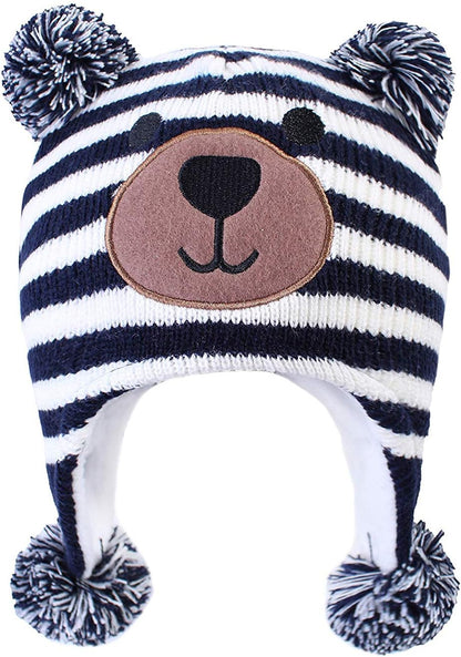 Toddler Kids Infant Winter Hat,Earflap Knit Warm Cap Fleece Lined Beanie for Baby Boys Girls